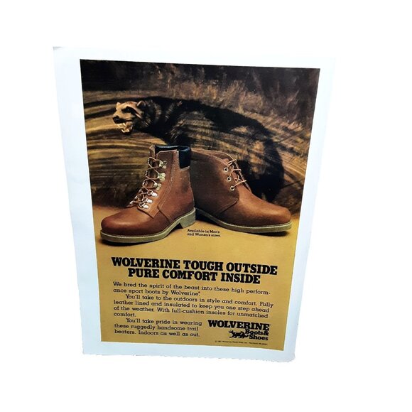 1981 Wolverine Boots Ad Rugged Leather Trail Shoes Vintage Print Promo Outdoors - Picture 1 of 1